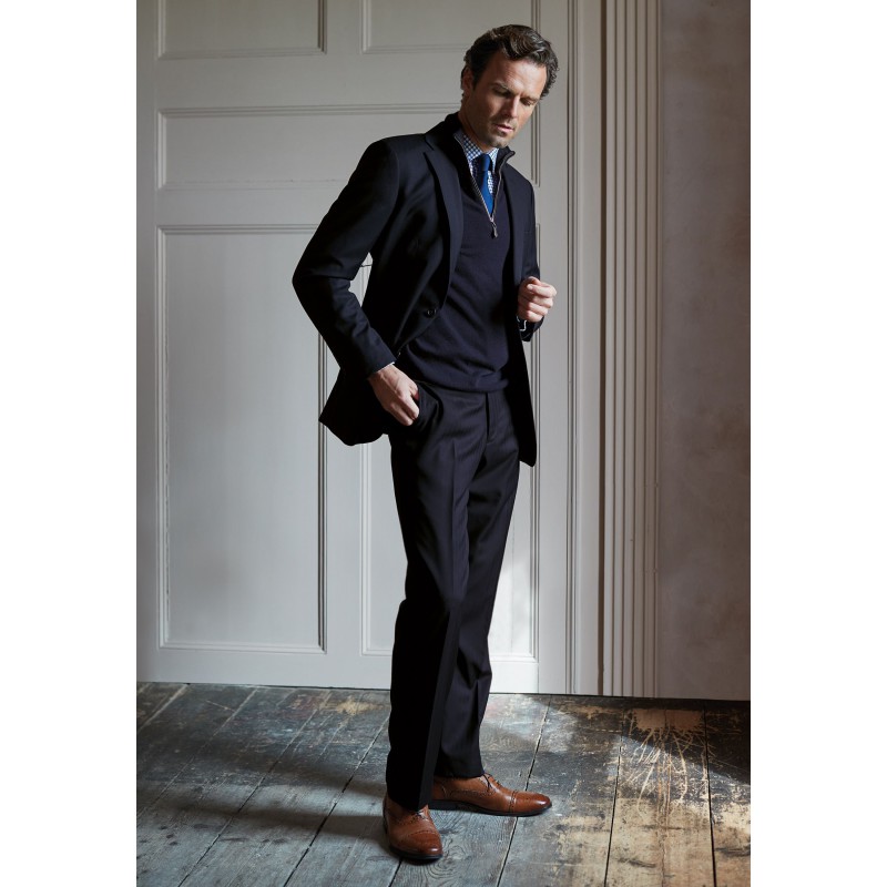 Wool Suits Brook Taverner Tailored Fit Dawlish Navy Herringbone Wool Suit £322.80