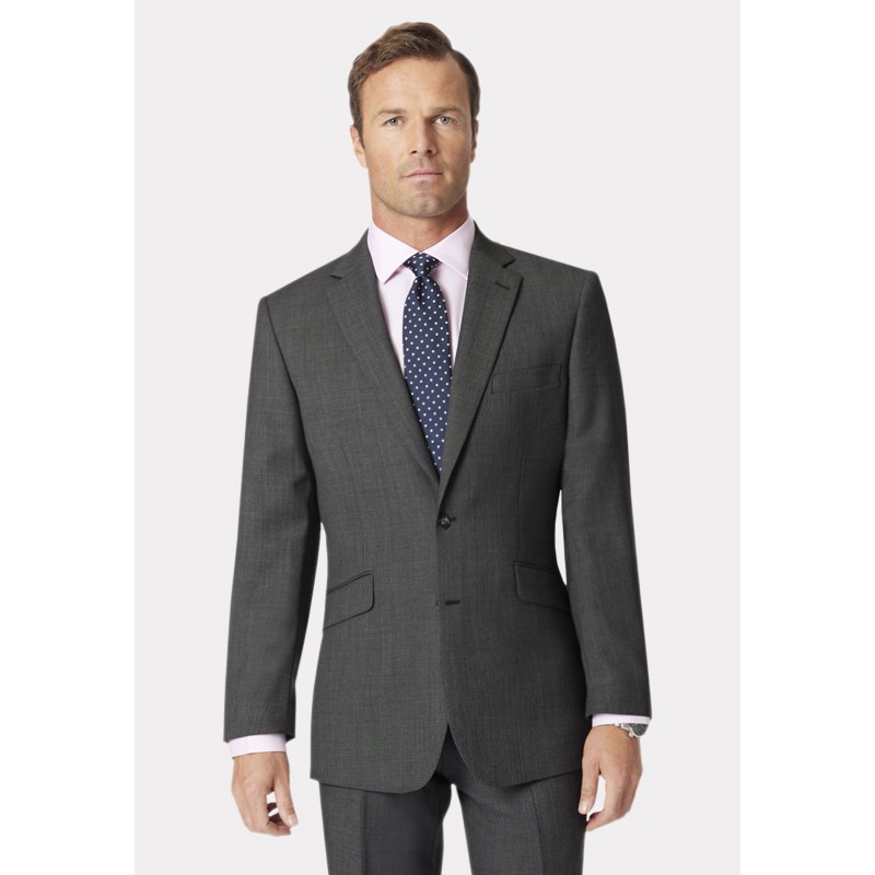 Wool Suits Brook Taverner Regular Fit Dawlish Charcoal Birdseye Wool Suit £322.80