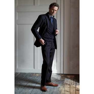 Wool Suits Brook Taverner Regular Fit Dawlish Navy Herringbone Wool Suit £322.80