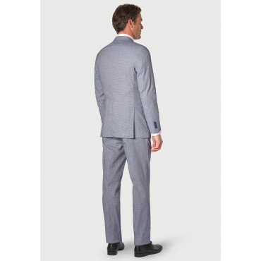 Three Piece Suits Brook Taverner Tailored Fit Anderson Blue Puppytooth Cotton Linen Suit - Waistcoat Optional £214.80