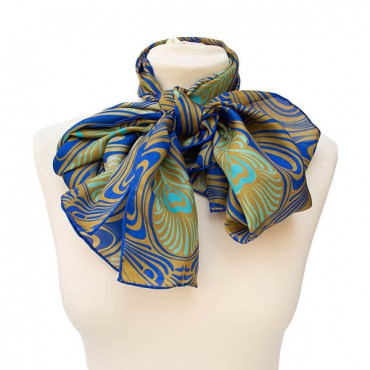 Scarves Fox and Chave Art Deco Peacock Silk Habotai Scarf £27.00