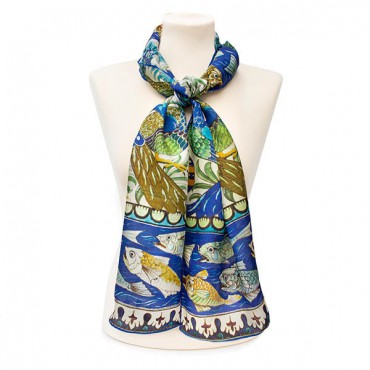 Scarves Fox and Chave De Morgan Peacock and Fishes Silk Habotai Scarf £27.00