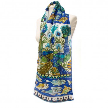 Scarves Fox and Chave De Morgan Peacock and Fishes Silk Habotai Scarf £27.00