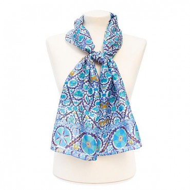 Scarves Fox and Chave Suzani Blue Silk Habotai Scarf £27.00