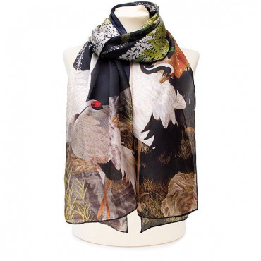 Scarves Fox and Chave Oriental Wisteria Habotai Scarf £27.00