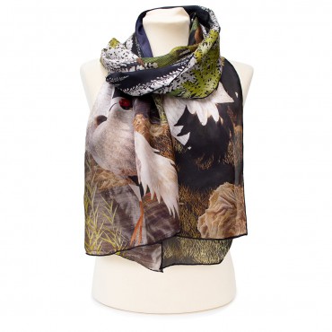 Scarves Fox and Chave Oriental Wisteria Habotai Scarf £27.00