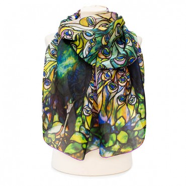 Scarves Fox and Chave Tiffany Peacock Silk Habotai Scarf £27.00