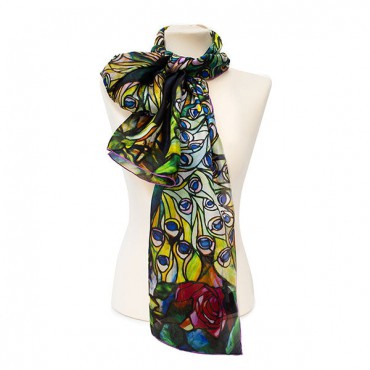 Scarves Fox and Chave Tiffany Peacock Silk Habotai Scarf £27.00