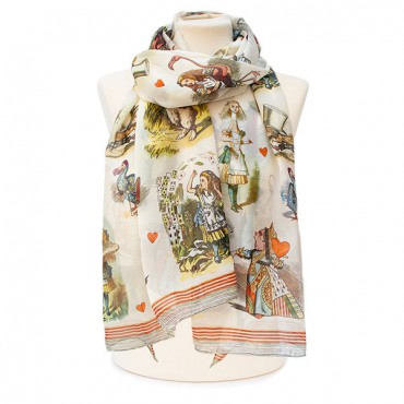 Scarves Fox and Chave Alice In Wonderland Chiffon Scarf-FC-24-150 £27.00