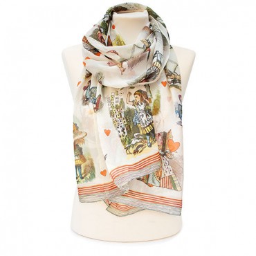 Scarves Fox and Chave Alice In Wonderland Chiffon Scarf-FC-24-150 £27.00