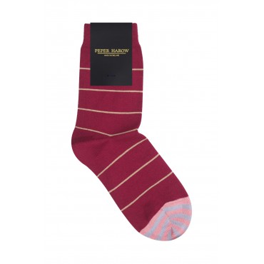 Women PEPER HAROW Thin Stripe Womens Socks - Burgundy £14.00