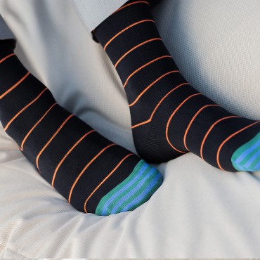 Men PEPER HAROW Thin Stripe Mens Socks - Black £15.00