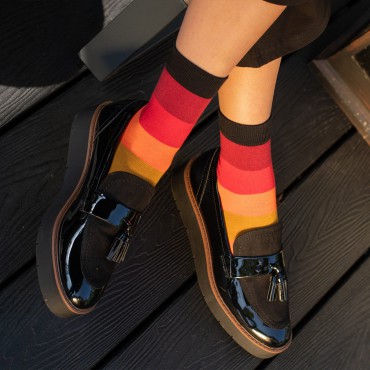 Women PEPER HAROW Block Stripe Womens Socks - Volcano £14.00