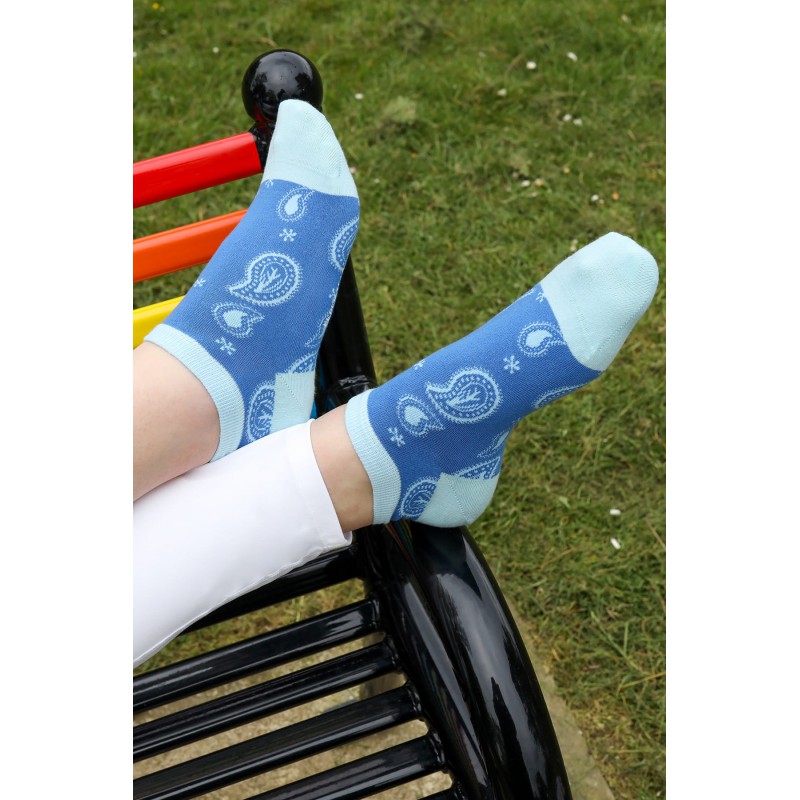 Women PEPER HAROW Paisley Womens Trainer Socks - Blue £10.00