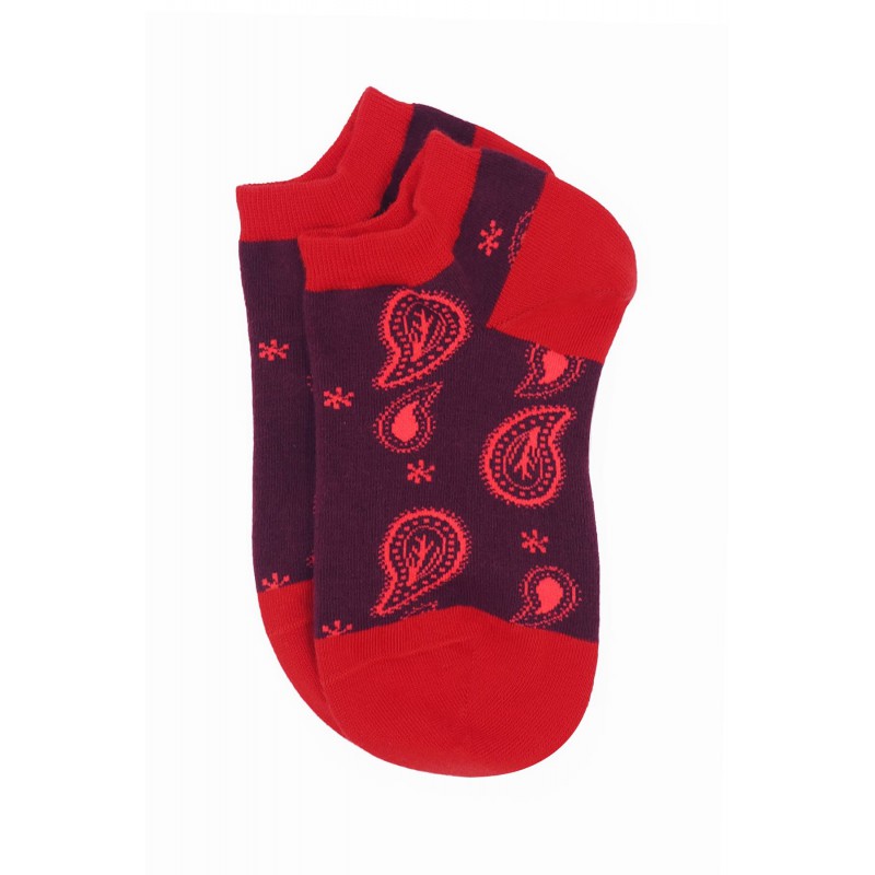 Women PEPER HAROW Paisley Womens Trainer Socks - Burgundy £10.00