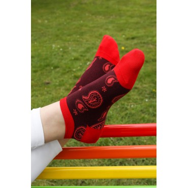 Women PEPER HAROW Paisley Womens Trainer Socks - Burgundy £10.00