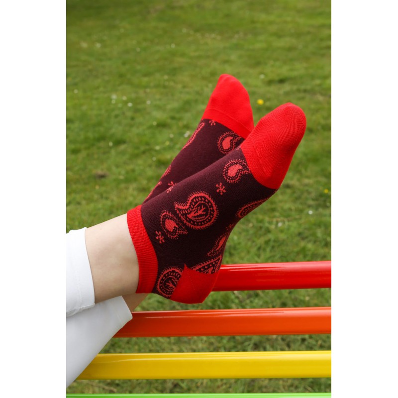 Women PEPER HAROW Paisley Womens Trainer Socks - Burgundy £10.00