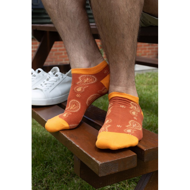 Men PEPER HAROW Paisley Mens Trainer Socks - Orange £12.00