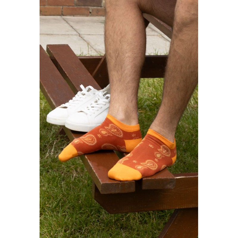 Men PEPER HAROW Paisley Mens Trainer Socks - Orange £12.00