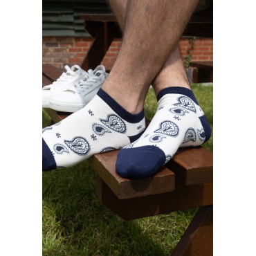 Men PEPER HAROW Paisley Mens Trainer Socks - Cream £13.00