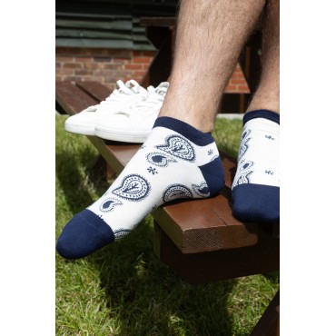 Men PEPER HAROW Paisley Mens Trainer Socks - Cream £13.00