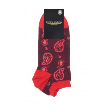 Men PEPER HAROW Paisley Mens Trainer Socks - Burgundy £13.00