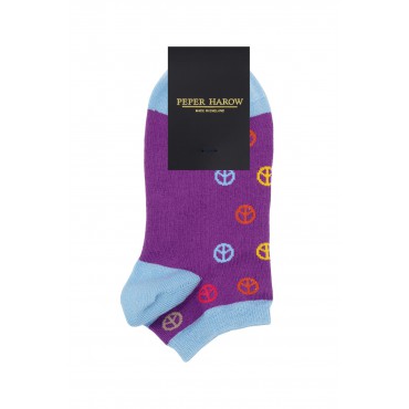 Women PEPER HAROW Peace Womens Trainer Socks - Purple £10.00