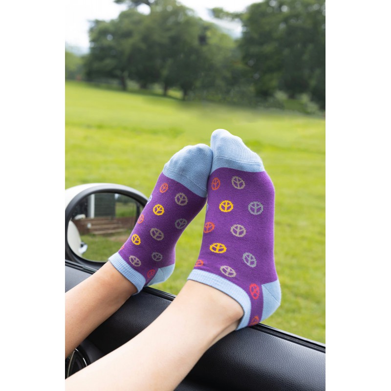 Women PEPER HAROW Peace Womens Trainer Socks - Purple £10.00