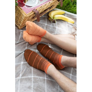 Women PEPER HAROW Retro Stripe Womens Trainer Socks - Orange £10.00