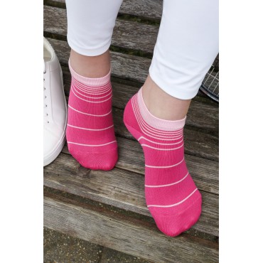 Women PEPER HAROW Retro Stripe Womens Trainer Socks - Pink £10.00