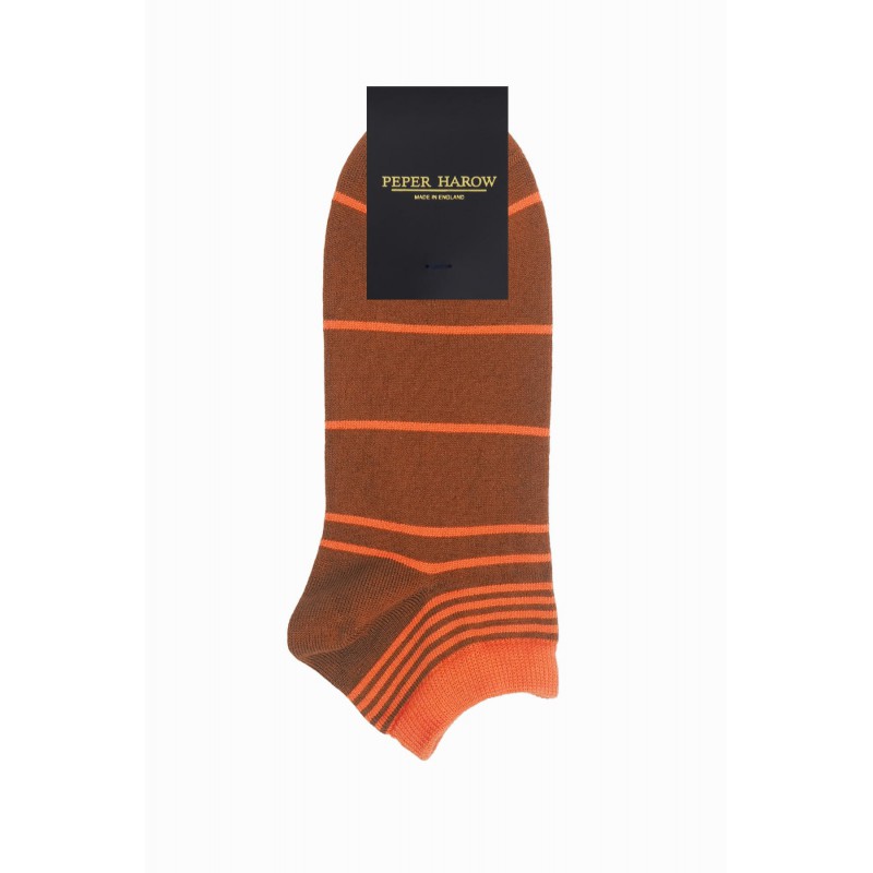 Men PEPER HAROW Retro Stripe Mens Trainer Socks - Brown £12.00