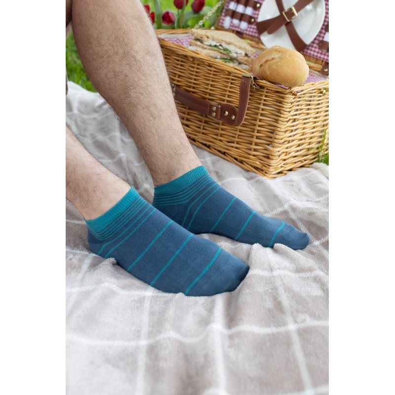 Men PEPER HAROW Retro Stripe Mens Trainer Socks - Teal £12.00