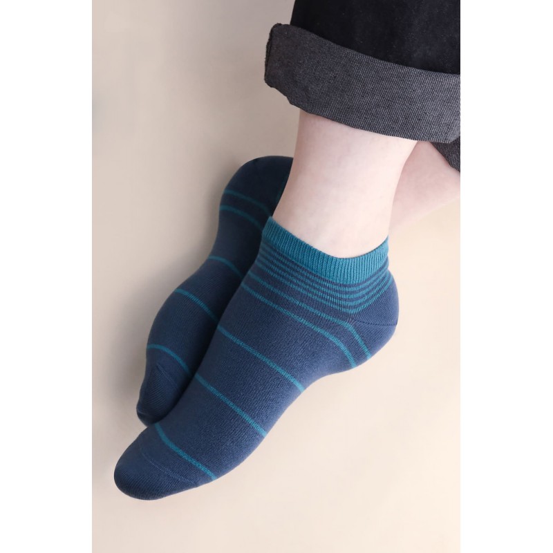 Men PEPER HAROW Retro Stripe Mens Trainer Socks - Teal £12.00