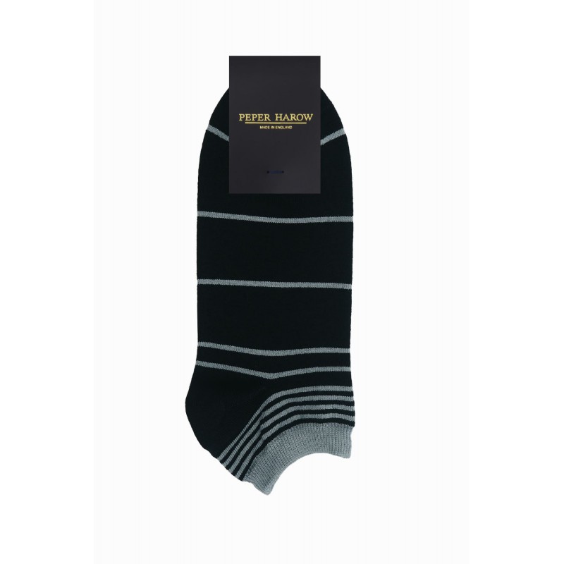 Men PEPER HAROW Retro Stripe Mens Trainer Socks - Onyx £12.00