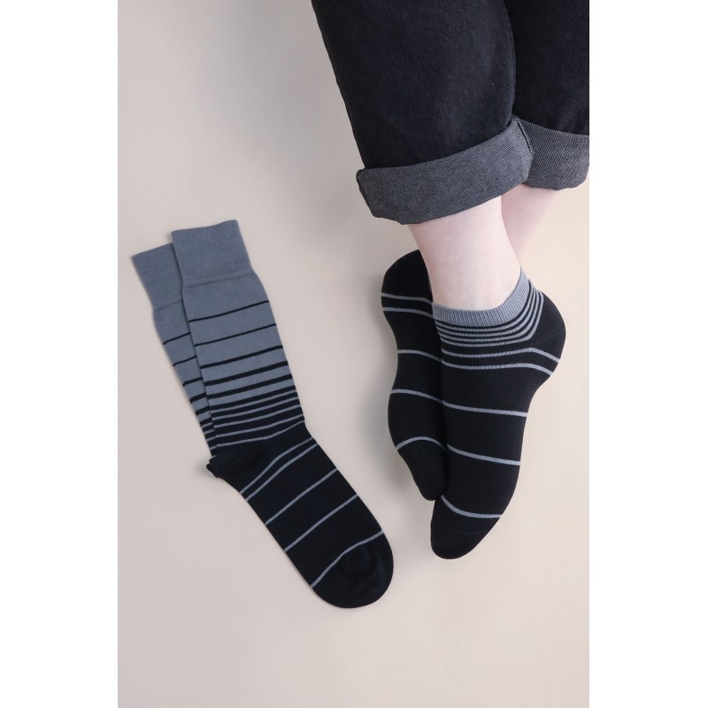 Men PEPER HAROW Retro Stripe Mens Trainer Socks - Onyx £12.00