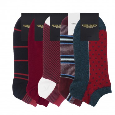 Men PEPER HAROW Mens Trainer Socks Bundle - Burgundy £50.00