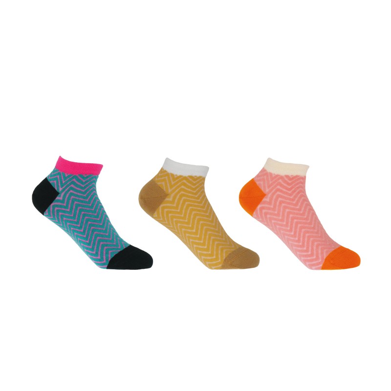 Women PEPER HAROW Zigzag Womens Trainer Socks Bundle -Teal Yellow Pink £25.00