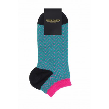 Women PEPER HAROW Zigzag Womens Trainer Socks - Teal £10.00