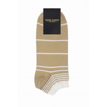 Women PEPER HAROW Retro Stripe Womens Trainer Socks - Beige £10.00