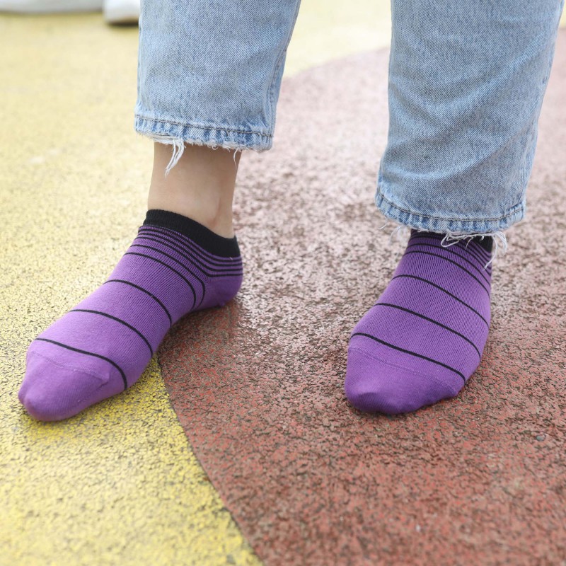 Women PEPER HAROW Retro Stripe Womens Trainer Socks - Purple £9.00