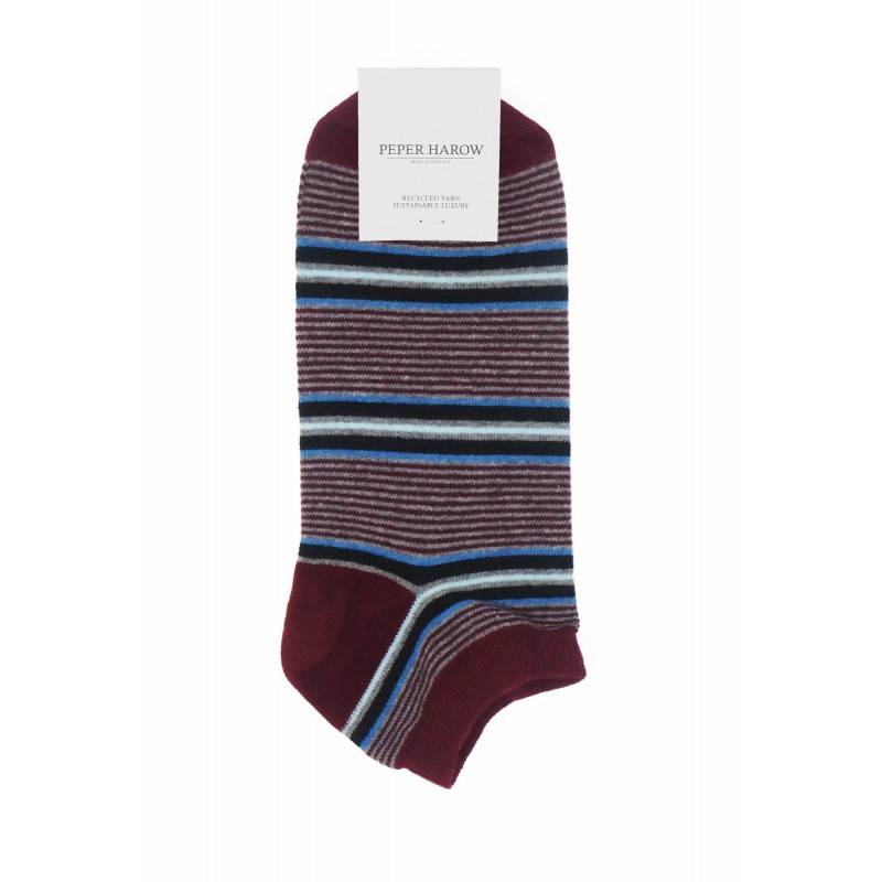 Men PEPER HAROW Multistripe Mens Trainer Socks - Burgundy £11.00