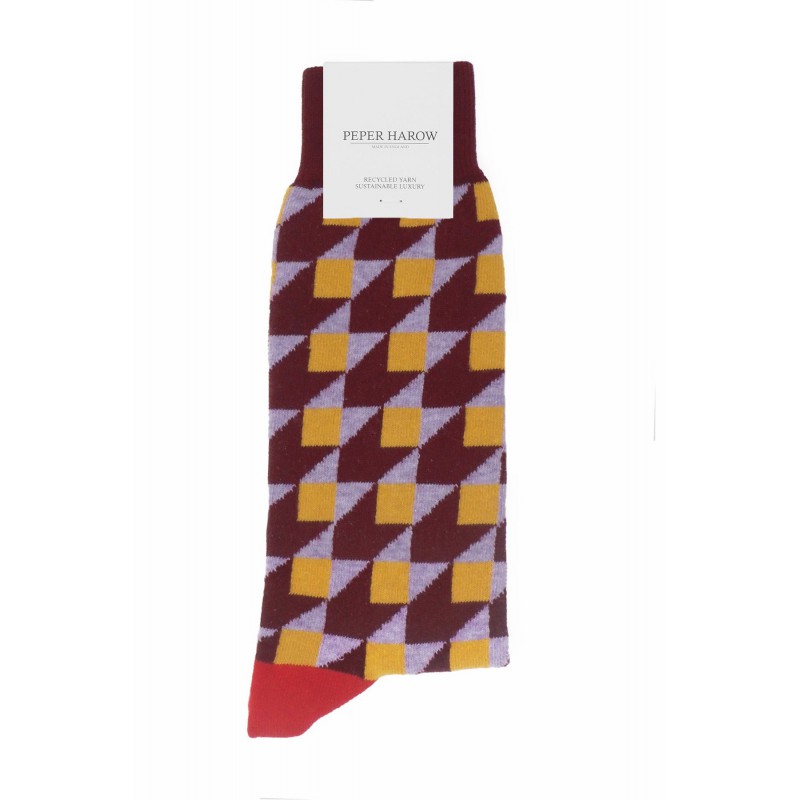 Men PEPER HAROW Dimensional Mens Socks - Maroon £13.00