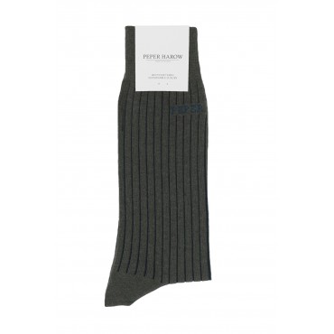 Men PEPER HAROW Recycled Ribbed Mens Socks - Charcoal £10.00