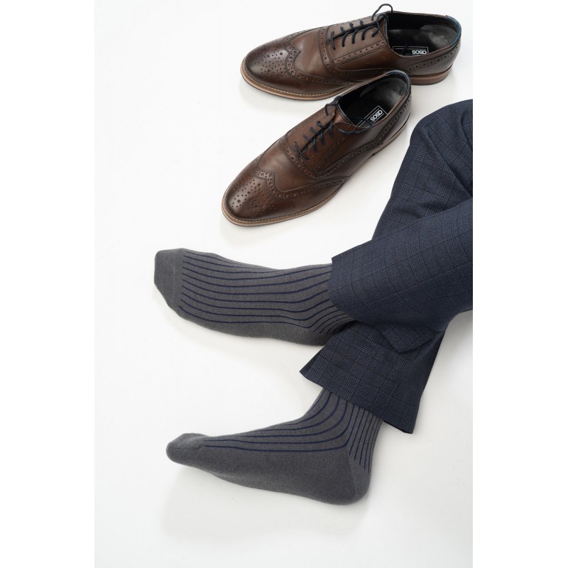 Men PEPER HAROW Recycled Ribbed Mens Socks - Charcoal £10.00