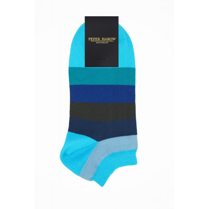 Women PEPER HAROW Block Stripe Womens Trainer Socks - Aqua £10.00