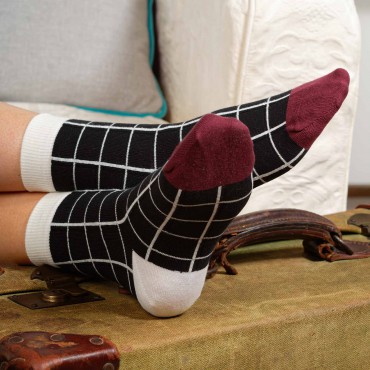 Women PEPER HAROW Grid Womens Socks - Black £14.00