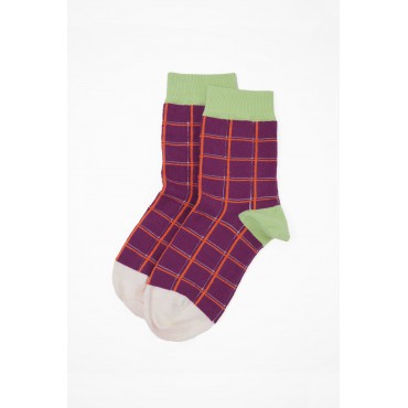 Women PEPER HAROW Grid Womens Socks - Purple £12.00