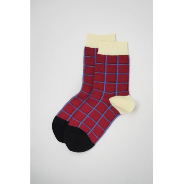 Women PEPER HAROW Grid Womens Socks - Burgundy £14.00