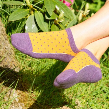 Women PEPER HAROW Polka Womens Organic Trainer Socks - Berry £9.00