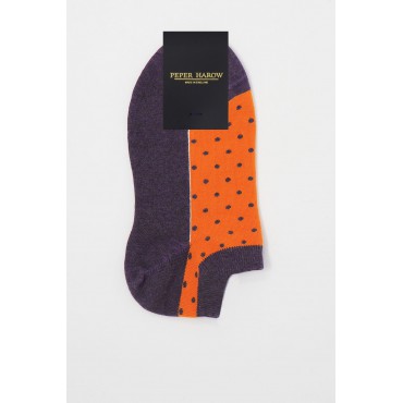 Women PEPER HAROW Polka Womens Organic Trainer Socks - Berry £9.00